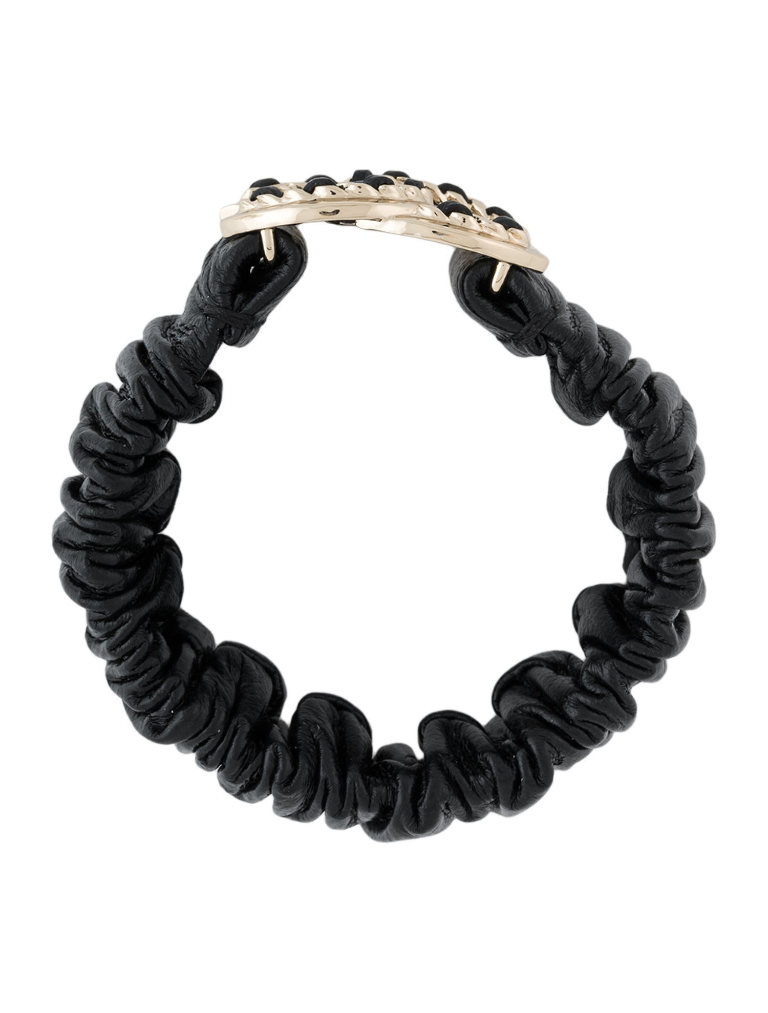 Chanel 2022 Leather Woven CC Stretch Bracelet